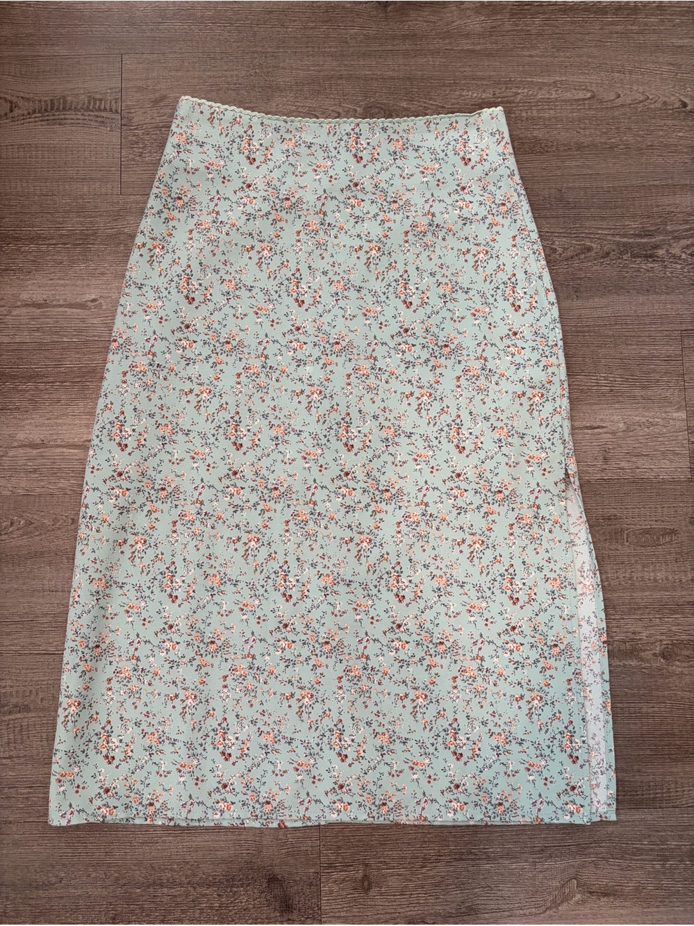Floral Midi Skirt - Robin egg blue